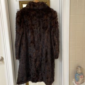 Dark brown mink fur coat Women M vintage, as-is, three hooks, outside pockets